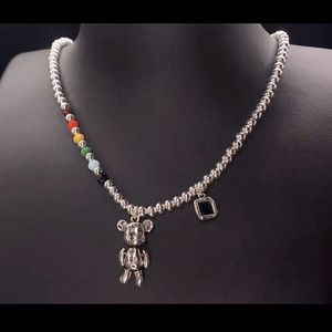 Articulated Teddy bear silver necklace